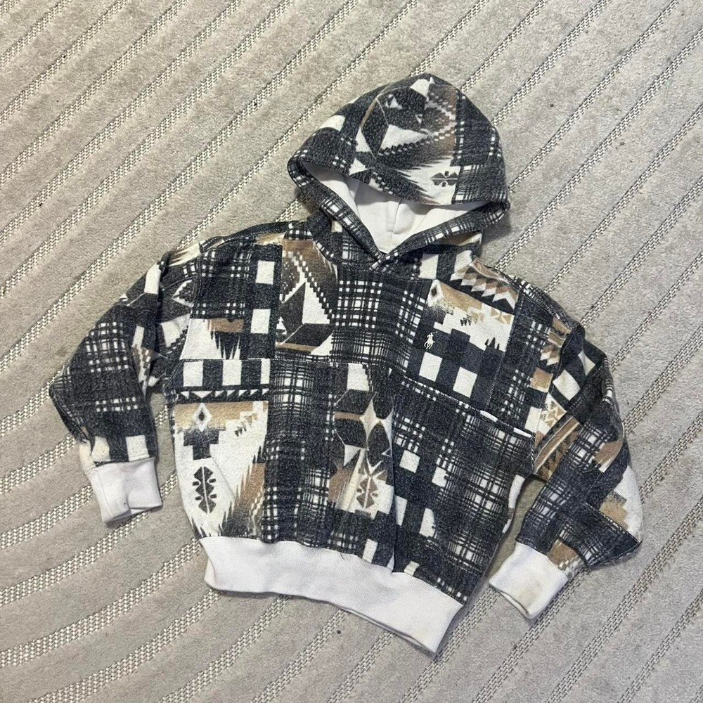 Polo Ralph Lauren "Magic Fleece" patchwork hoodie Youth Small Southwestern Retro